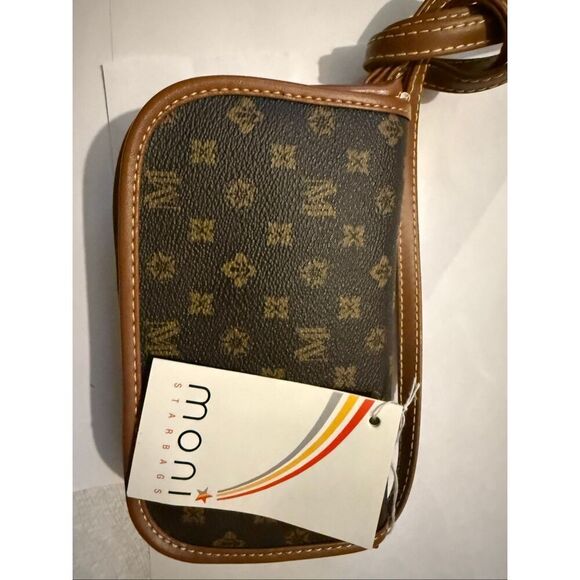 Starbags Moni Women's Faux Leather Monogram Snap Mini Crossbody Bag Brown NWT - Picture 4 of 9
